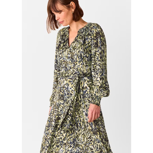 Whistles Marlow Khaki Leopard Swirl Midi Dress